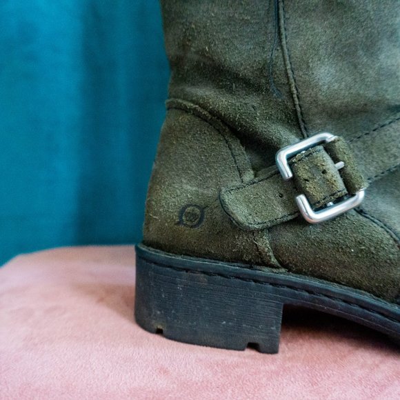 Børn Tessa Triple Buckle Green Suede Boots - Size 8 - Picture 2 of 3